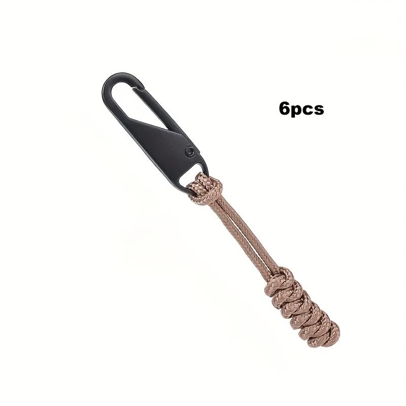 6Pcs Heavy Duty Braided Zipper Pulls Replacement, Metal Slider Zipper Tags for Backpack Jacket Bag Luggage, Outdoor Camping Hiking Zipper Fixer