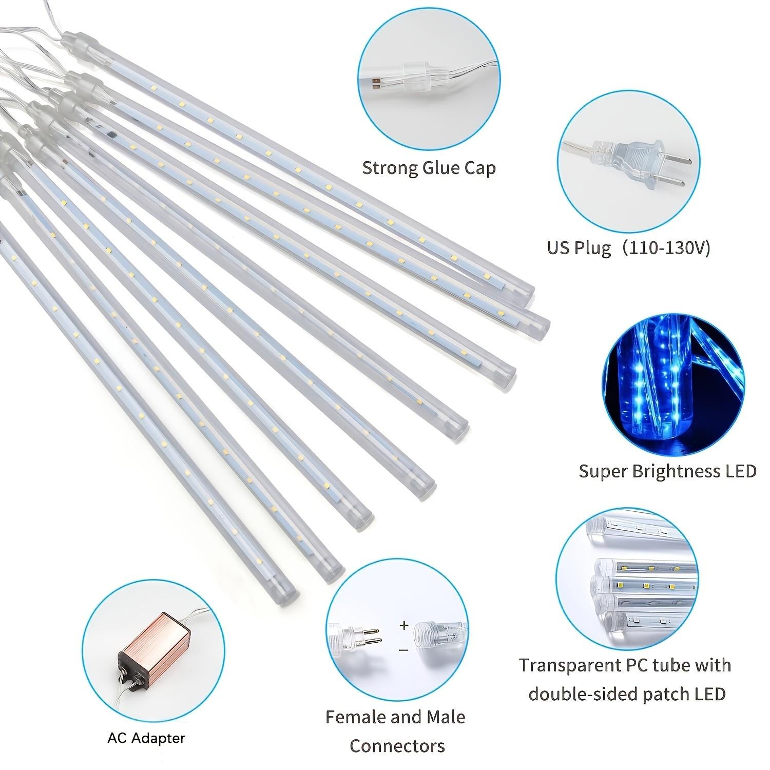 8-Tube LED Meteor Shower Light, Waterproof Waterfall String Lights, Ideal for Festive Parties, Weddings, Garden Decorations