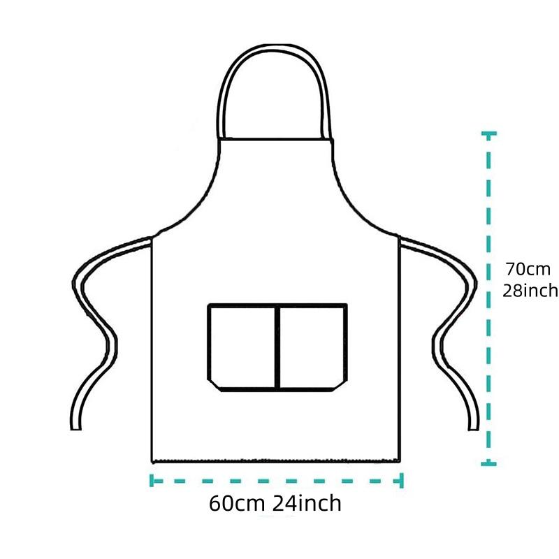 Easy Clean Plain Bib Apron, Easy Cleaning Apron, Waterproof Polyester Material, Stain Resistant, Dirt Resistant Apron, Suitable for Restaurant Staff & Home Chefs