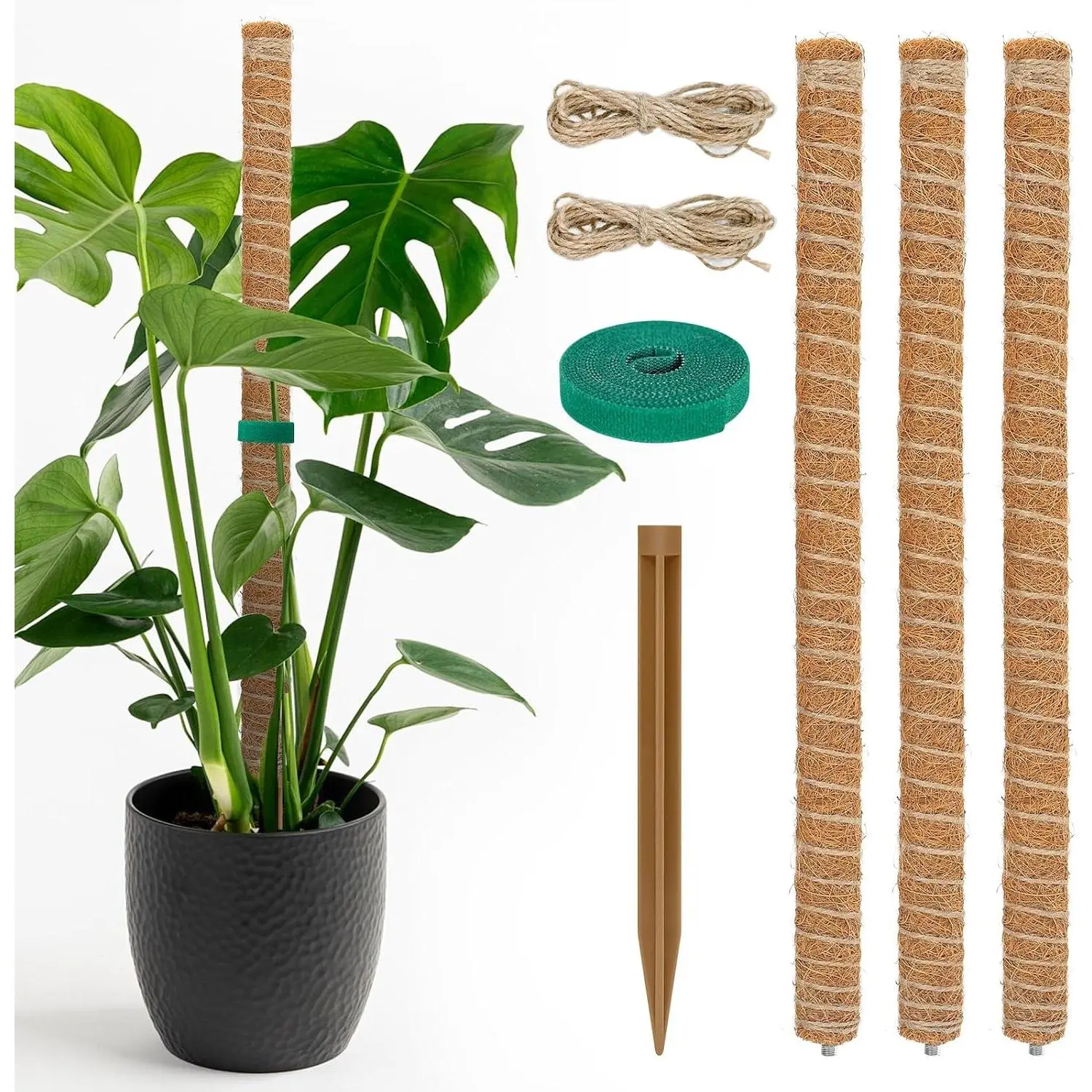 54 Inch Moss Pole, 3 Pack 16 Inch Moss Poles Monstera Plant Support, Moss Poles for Climbing Plants Indoor, Coir Plant Pole Sticks Support Stakes for Potted Plants, Pothos, Philodendron