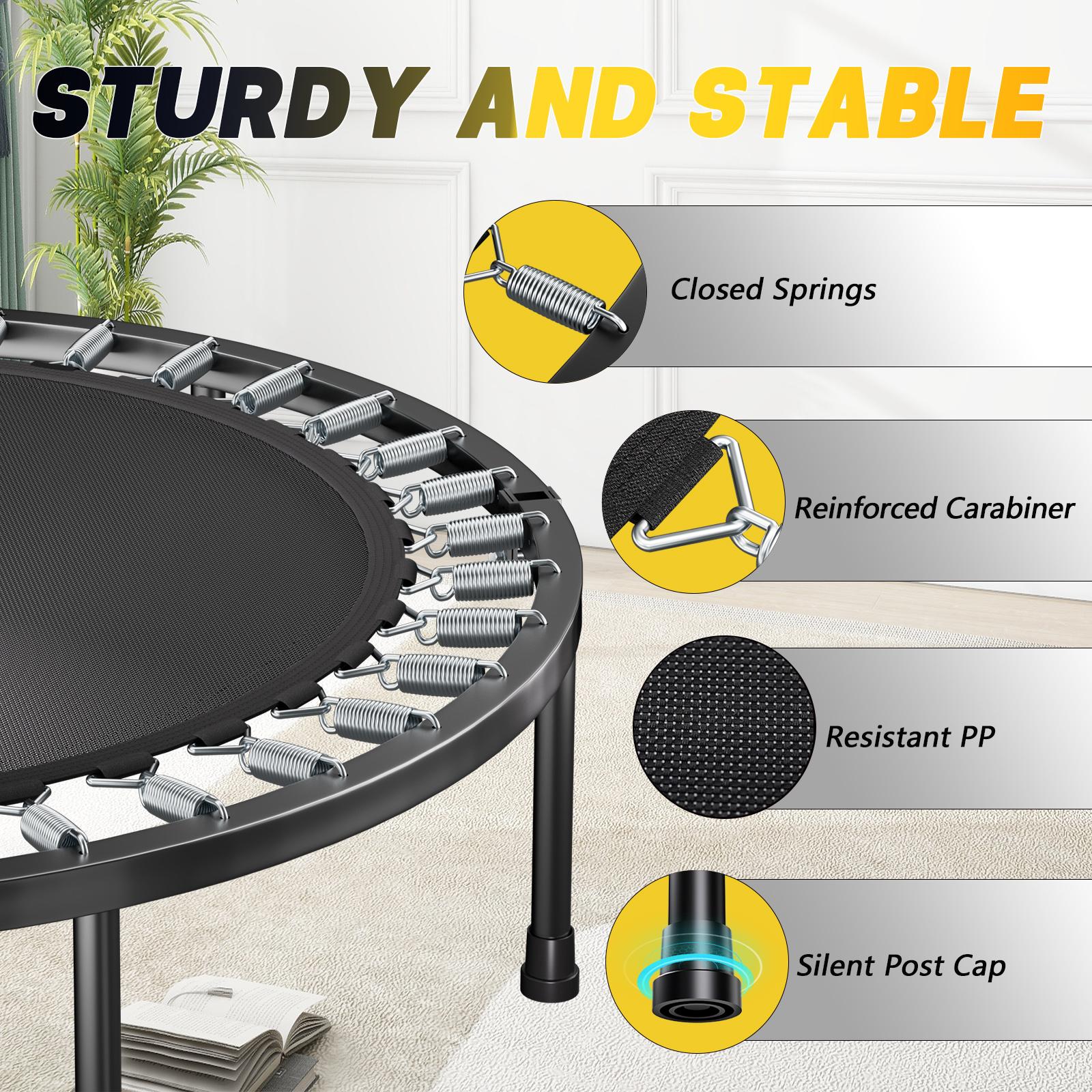 SkyBound Foldable Trampoline with Adjustable U-Bar Handle 40inch Quiet Bouncing for Motor Skill Training 32 Hig,h-Quality Springs Easy to Store Portable Cardio Equipment,gym stuff,gym accessories,exercise equipment