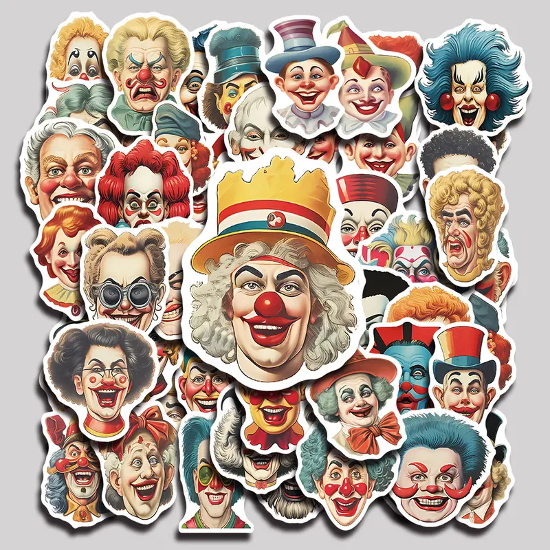 50PCS Clown Aesthetic Vinyl Stickers Pack for Laptop Water Bottle Phone Case Skateboard Journal Scrapbook DIY Decoration