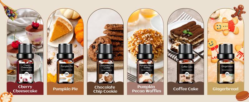 Bakery Essential Oils Set - Fragrance Oil for Diffusers for Home, Candle Making - Pumpkin Pie, Coffee Cake, Gingerbread, Cherry Cheesecake Aromatherapy Scented Oils (6x10ML) Bath Chocolate Bakery Essential Oils Set - Fragrance Oil for Diffusers for Home, Candle Making - Pumpkin Pie, Coffee Cake, Gingerbread, Cherry Cheesecake Aromatherapy Scented Oils (6x10ML) Bath Chocolate