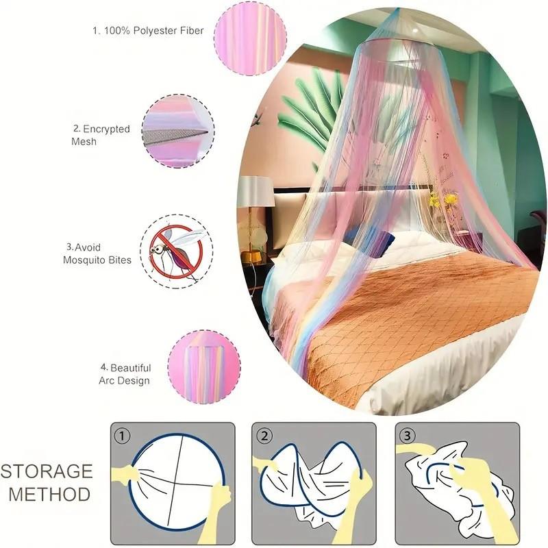 1pc Courtly Dome Mosquito Net, Indoor Twin Bed Ceiling Mosquito Net, Colorful No Installation, Summer Mosquito Screen Tent