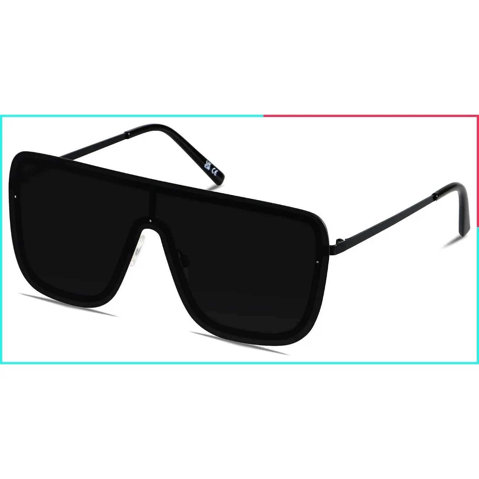 Oversized Square Rimless Flat Top Shield Sunglasses for Women and Men
