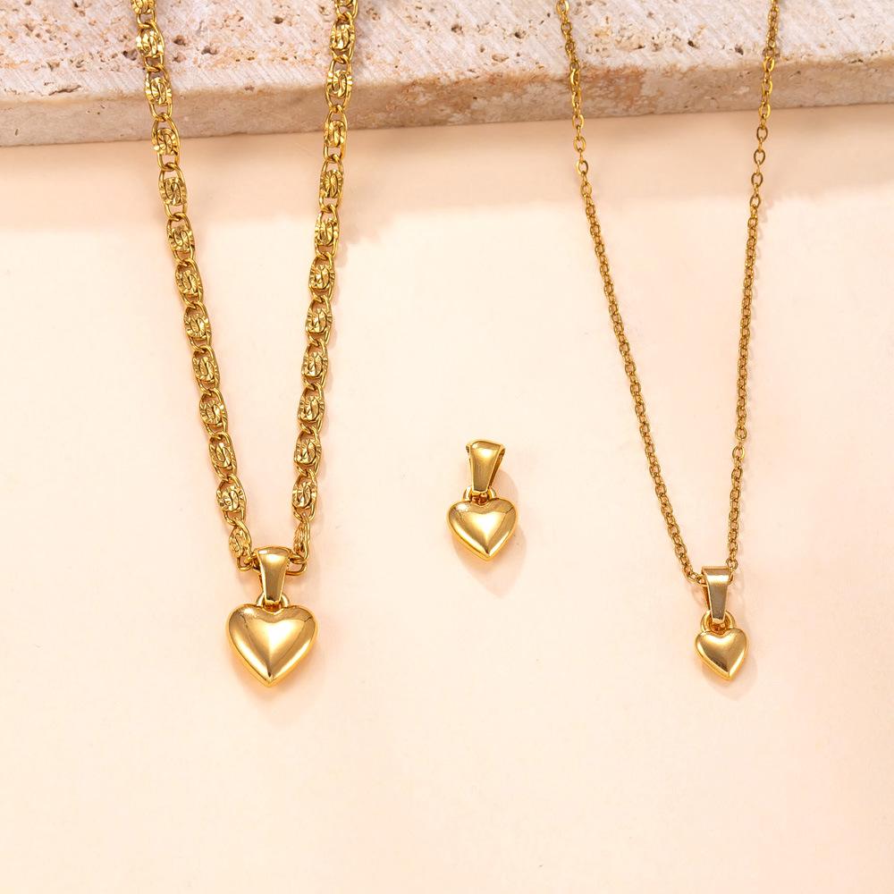 Single Pendant Popular Stainless Steel Necklace, Light Luxury Niche Style, Smooth Heart-Shaped Titanium Steel Accessories, DIY Jewelry