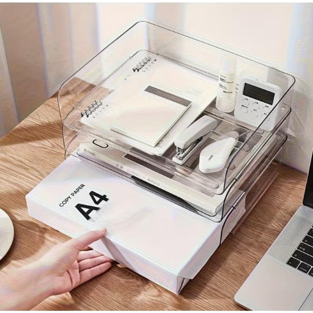 Transparent stackable file organizer - folder desktop organizer, essential for multi-scene file organization in offices and homes