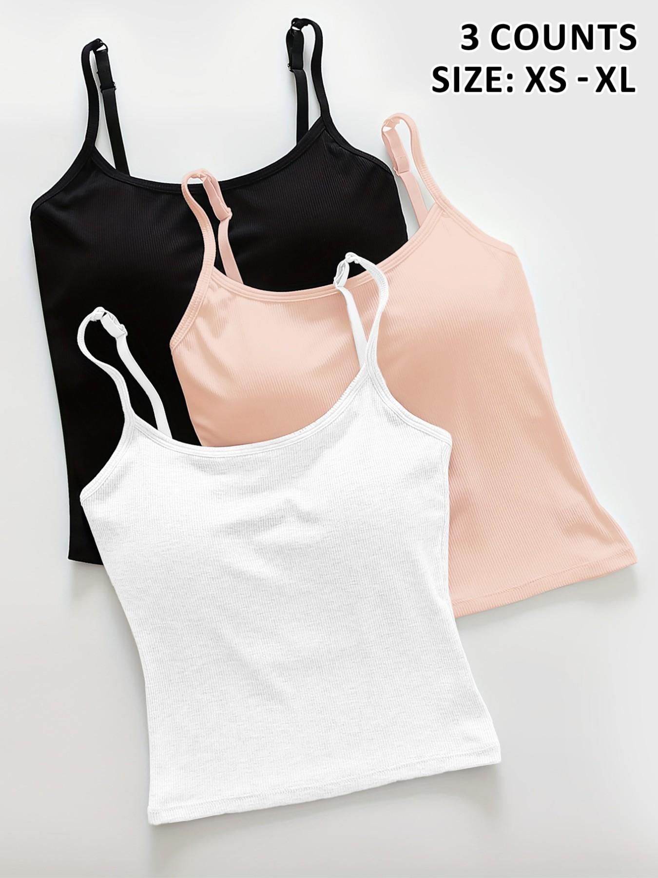 Women's Plain Ribbed Camisole with Padded Bra, Available in 12 Colors, Casual Fitted Vest for All Seasons, Thin Underwear for Daily Wear Women's Plain Ribbed Camisole with Padded Bra, Available in 12 Colors, Casual Fitted Vest for All Seasons, Thin Underwear for Daily Wear