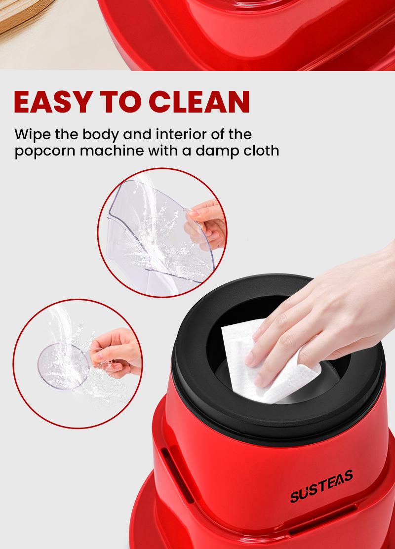 SUSTEAS Healthy Hot Air Popcorn Maker: Includes 4 BPA-Free Bowls, Oil-Free, Fast, Easy to Clean. Perfect for Movie Nights machine SUSTEAS Healthy Hot Air Popcorn Maker: Includes 4 BPA-Free Bowls, Oil-Free, Fast, Easy to Clean. Perfect for Movie Nights machine