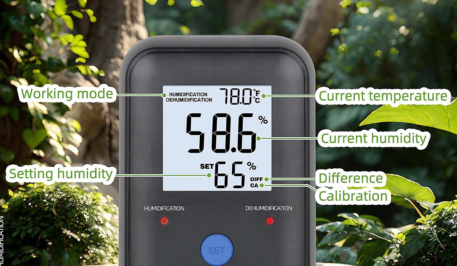 DIGITEN DHC312 Digital Display Humidity Controller, Pre-wired Dual-Stage Outlet with Temperature Display, Humidifier and Dehumidifier Controller, Suitable for Grow Tents, Reptile Enclosures, Mushroom Rooms, and Fans