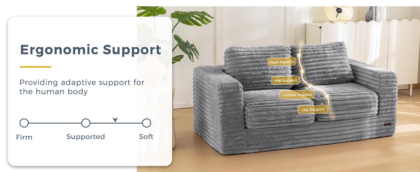 MAXYOYO Bean Bag Chair, Two-seat Bean Bag Sofa with Pillows and Armrests for Adults, Upholstered Loveseat Floor Sofa Couch Fluffy Chair Bean Bag Couch for Bedroom Living Room