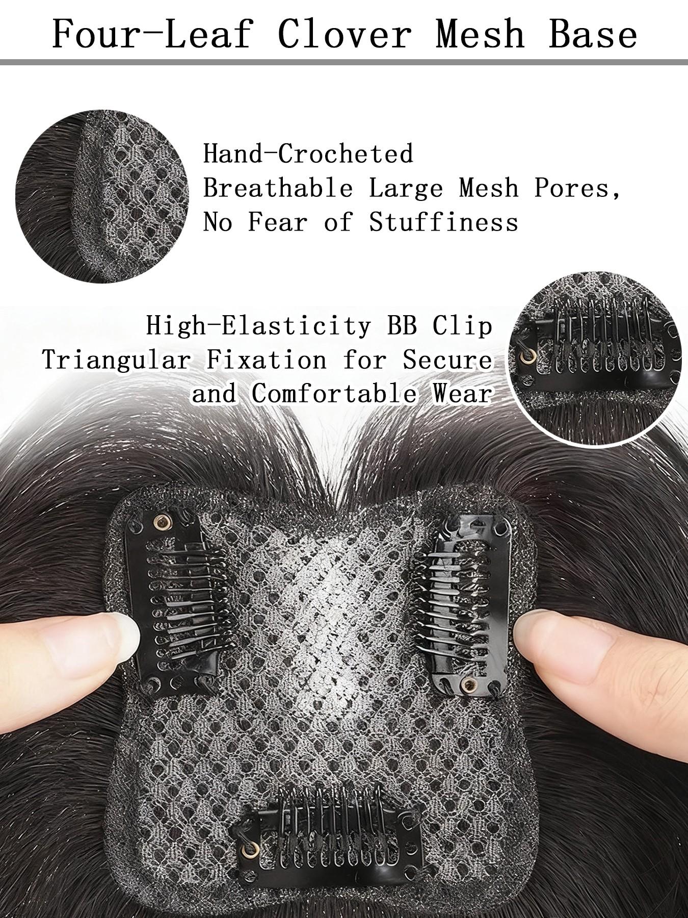 Women's Synthetic Bangs Hairpiece Clip-On Bangs Hair Extension, Hairtoppers, Clip On Hairpieces, Natural, Voluminous, Hairpiece Adds Hair Volume 3D Side-Swept Lift Reshapes Center-Parted Bangs Daily Hair Accessory Easy to Use
