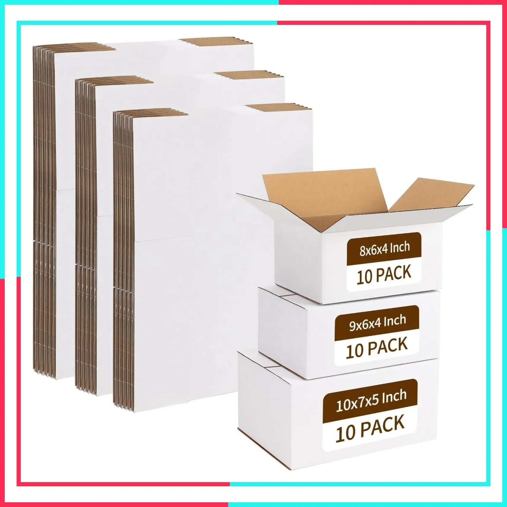 30 Pack White Corrugated Shipping Boxes Assorted Sizes 8x6x4, 9x6x4 & 10x7x5 - Cardboard Mailers for Packing, Mailing, Business