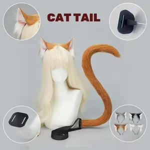 Simulated Furry Cat Ears Headband Handcrafted Plush Cat Tail Night Party Cosplay Prop Comic con Cat Girl Tail Set