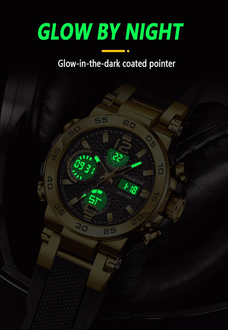 FOXBOX Men's Fashion Sport Watch with Waterproof Calendar Outdoor Fun Perfect Fathers Day Gift