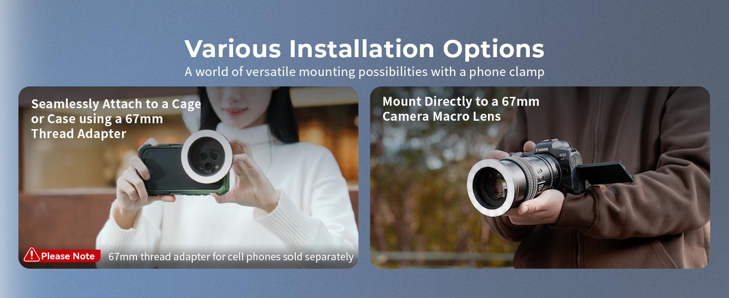 SmallRig Vibe P30 67mm Ring LED Video Light, Compact Powder-Size Bi-Color Light with High CRI ≥90, Compatible for 67mm Phone Mounts/Cases/Lenses, for Content Creation, Live Streaming