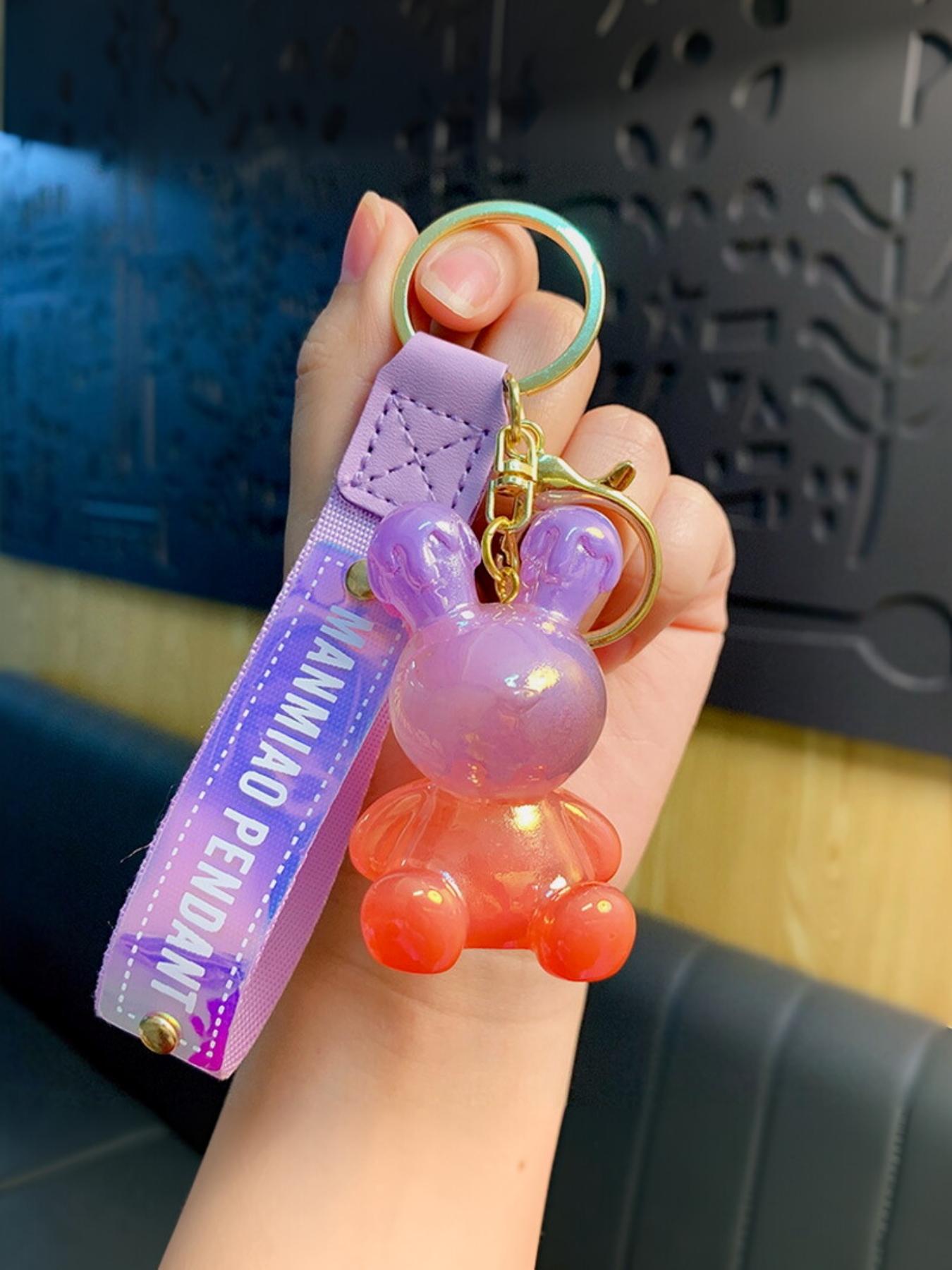 Creative Gradient Bunny Keychain, Cartoon Couple Car Bag Accessory, Rabbit Key Ring Small Gift, Holiday Gift for Friends and Besties