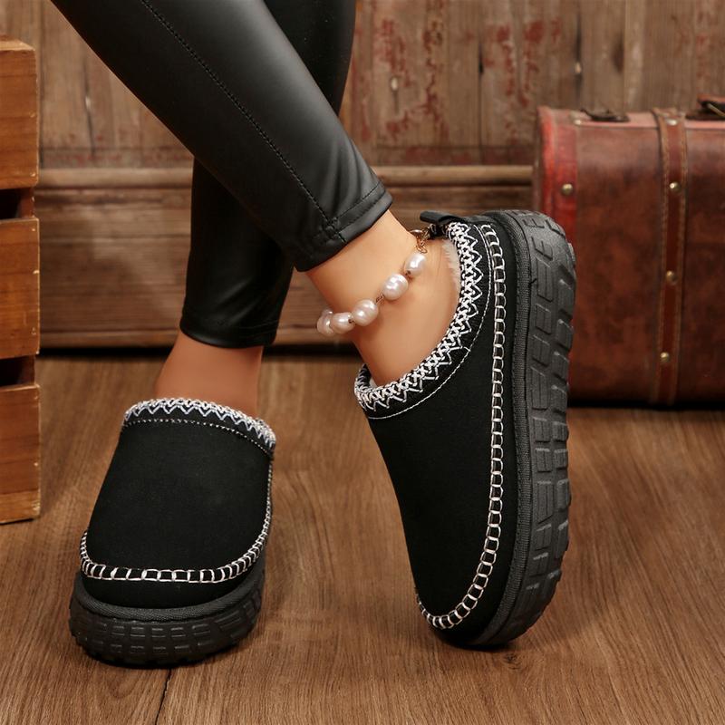 Cozy Platform Fuzzy Slippers for Women Short Ankle Mini Snow Boots with Anti-Slip Sole Lined with Winter Warm Furry Perfect for Indoor & Outdoor Shoes