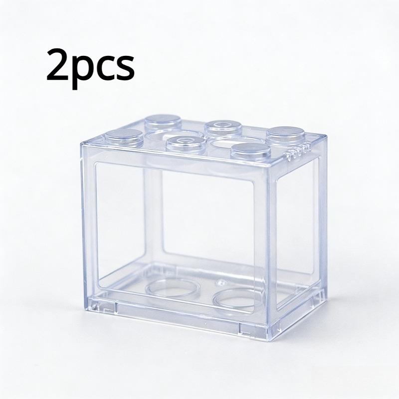 1/2 Pieces,Stackable Mini Betta Fish Tank, Desktop Small Transparent Aquarium, Creative Home Office Decor