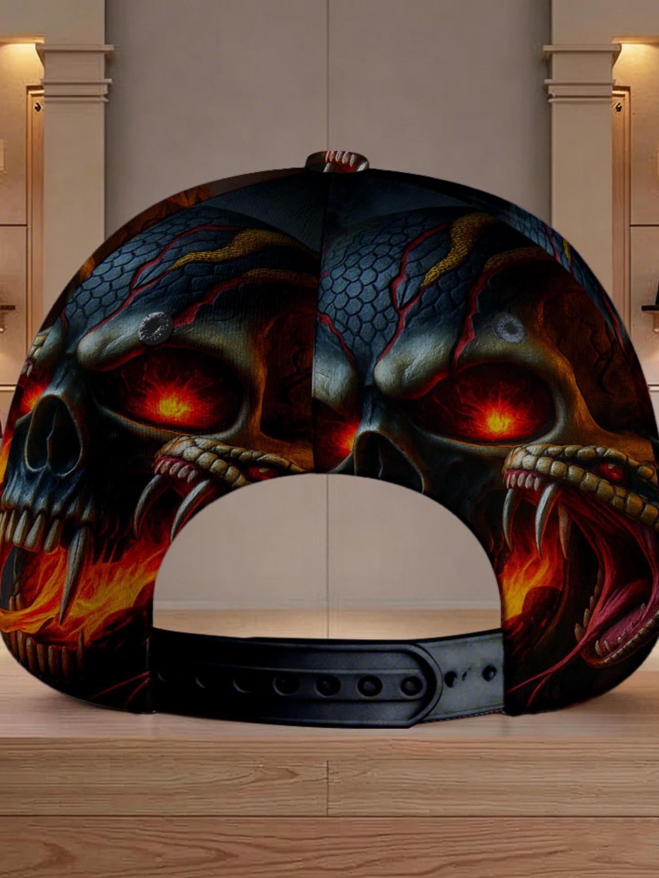 Flame Skull Baseball Cap, Bold Fashion Statement for Casual Daily Wear, Comfortable and Stylish Hat, Street Style All Seasons