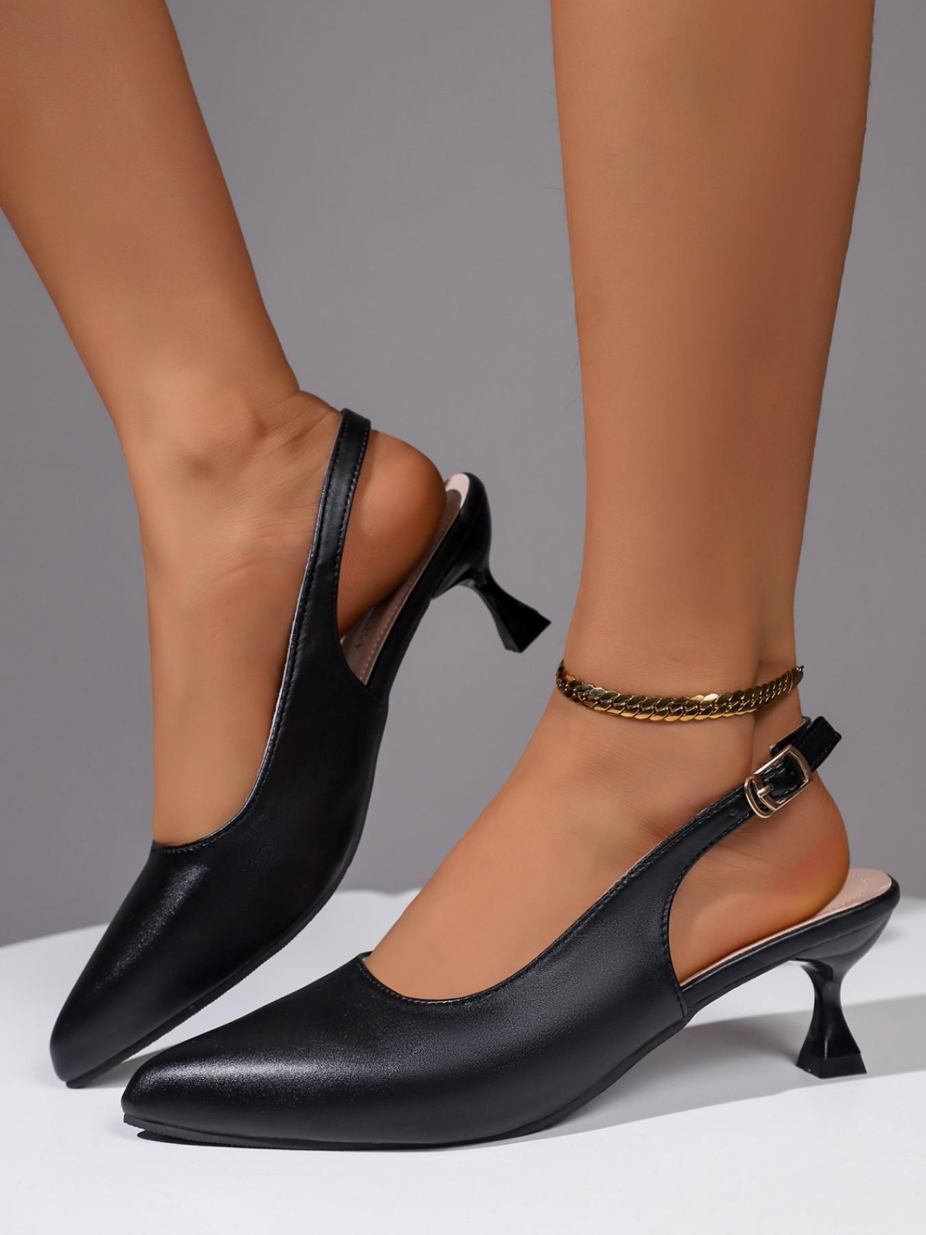 New Fashion Women's Pointed Toe Open Back High Heel Shoes, Versatile Daily Wear Office Commute Sandals, Stylish and Comfortable Footwear