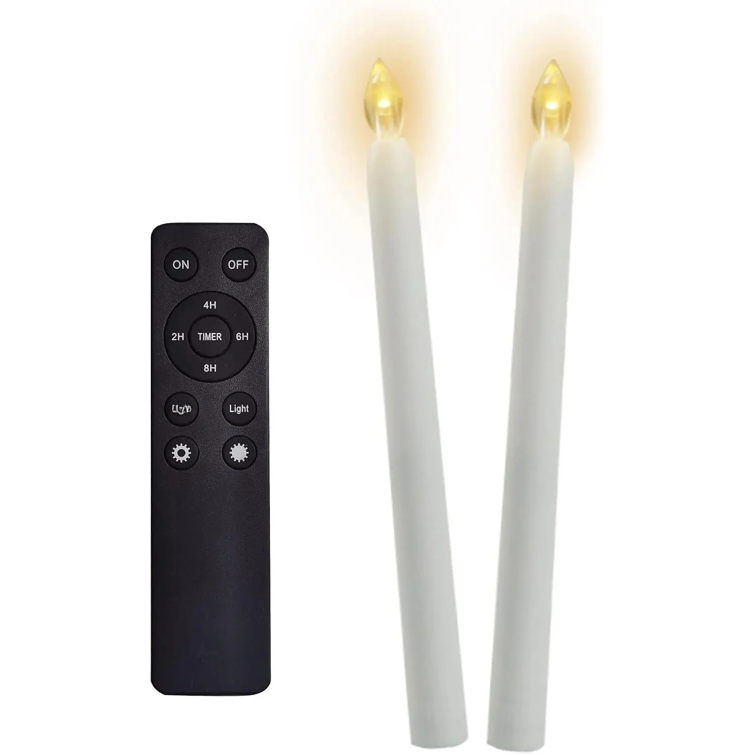 9” Tall Flameless Taper s with Remote Timer Long  Operated Flicking Electric LED Window sticks for Candelabra Wedding Christmas Decorations Table Centerpieces 2 Sticks