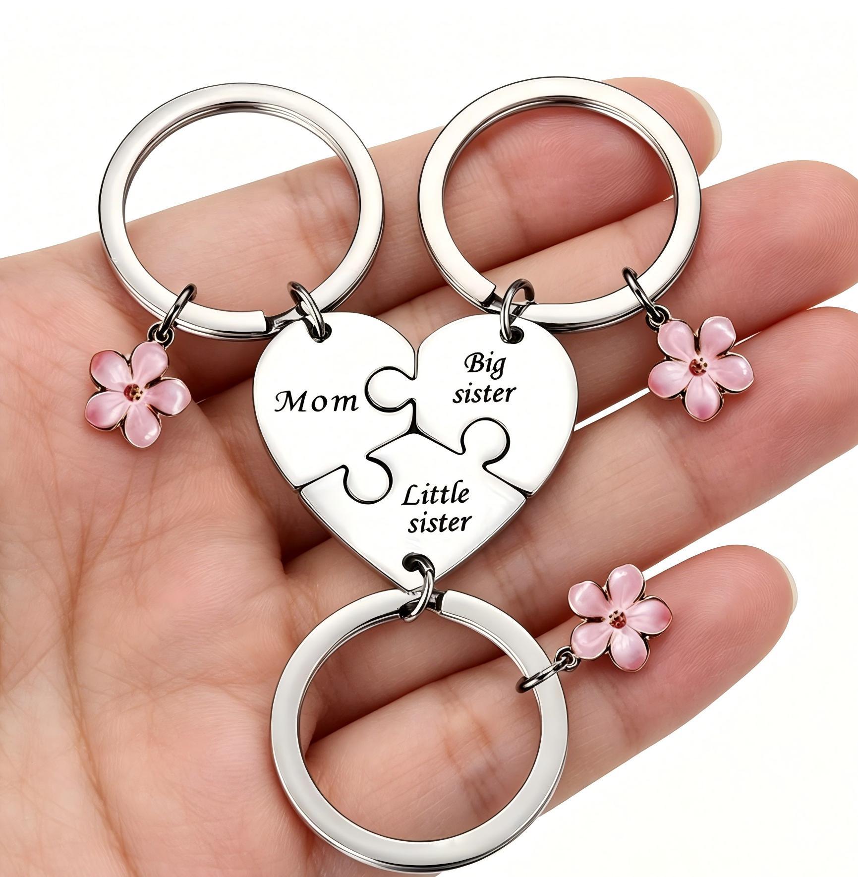 Mother Daughter Keychain for 3, 3Pcs Sister Keychain Set - Mother Big Sister Little Sister Matching Heart Keychain, Broken Heart Pendant for 3, Sweet Meaningful Gift for Mom Siblings for Mother's Day, Birthday, Christmas, Fun Keychain Love Mother Daughter Keychain for 3, 3Pcs Sister Keychain Set - Mother Big Sister Little Sister Matching Heart Keychain, Broken Heart Pendant for 3, Sweet Meaningful Gift for Mom Siblings for Mother's Day, Birthday, Christmas, Fun Keychain Love