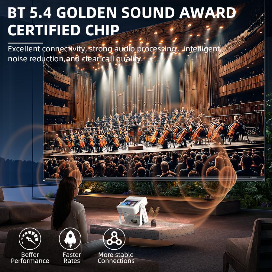 Touchscreen Portable Projector [Autofocus/800 ANSI/Native 1080P/Support 4K] A5PRO Smart Home Movie Projector with Touchpad, Wifi 6, Bluetooth, 180° Stand, 300-inch Display, Suitable for Outdoor/Indoor/Gaming, Christmas/New Year Gift voplls Hdmi Android