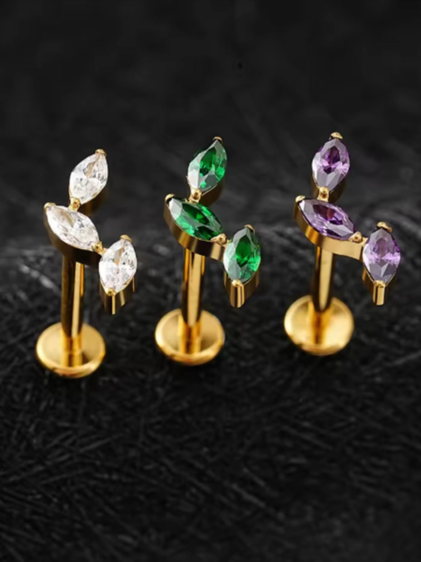 vanku 1pcs G23 Titanium Labret Studs 16G Threadless Push in Lip Piercing CZ Stud Piercing Jewellery for Tragus/Nose/Helix/Conch/Medusa/Lip/Labret - Helix Tragus Cartilage Earring for Women Men