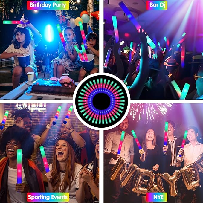 67pcs  LED foam glow sticks - multi color flashing mode, battery powered Christmas Party Gift, Outdoor Glow Party Supplies in the Dark, Glow Party Suitable for Adults, Glow Party Gift, Holiday Carnival, Birthday Party