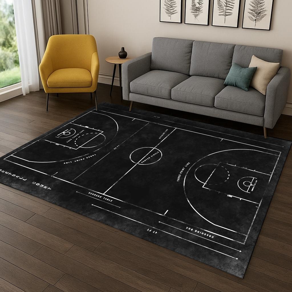Basketball Court Flannel Area Rug - Realistic Sports Court Print Soft Mat for Living Room, Non-Slip Basketball Lover Home Decor#BasketballCourtRug #SportsCourtMat #BasketballLoverDecor #GameRoomCarpet #NonSlipFlannelRug