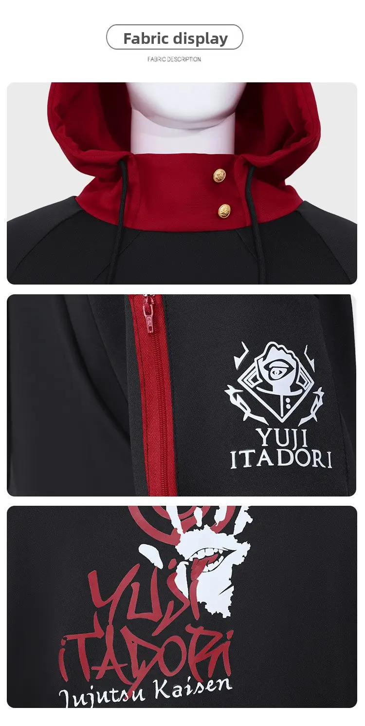 Jujutsu Kaisen Yuji Itadori Cosplay Hoodie, Anime-Inspired High Neck ...