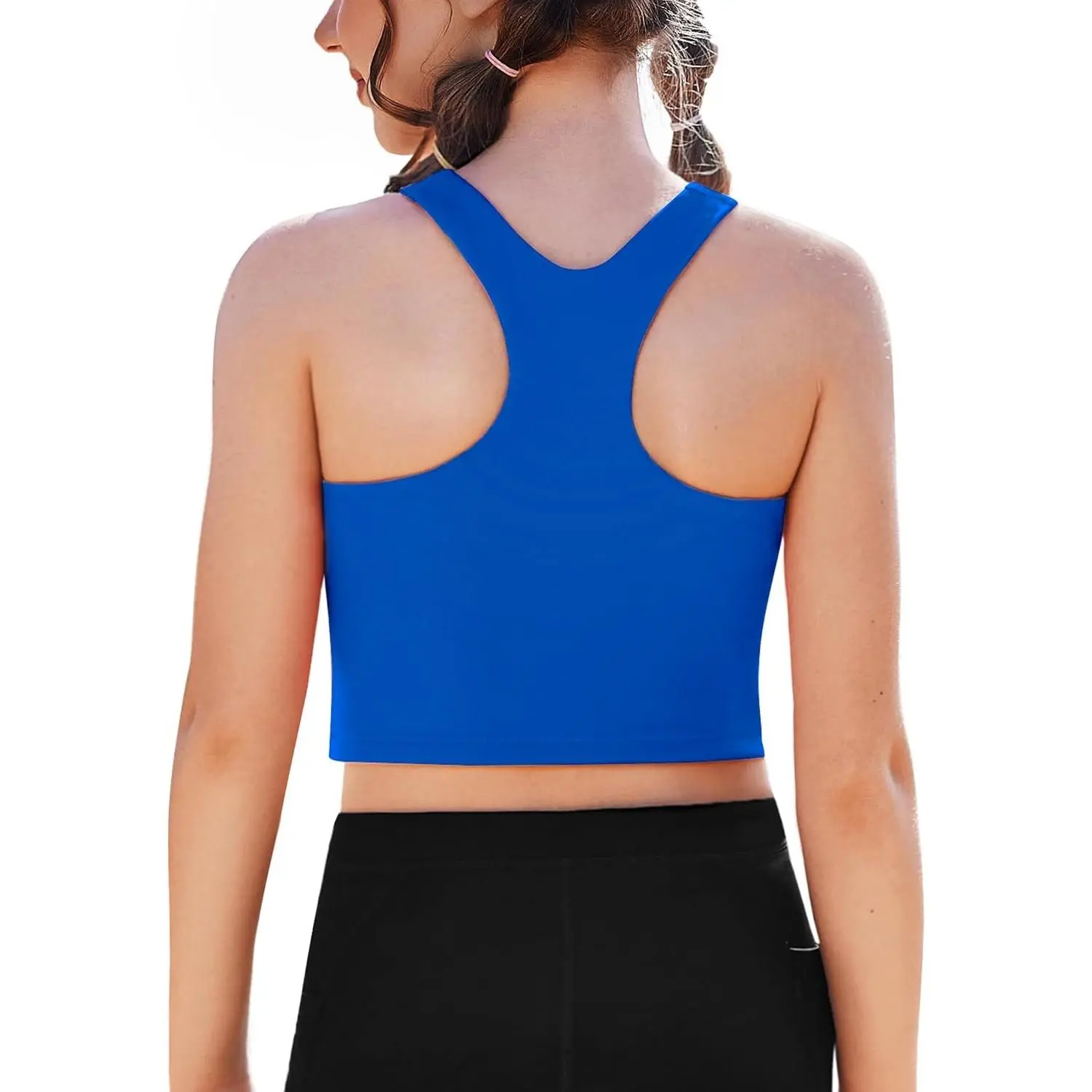 Girls Tank Tops Sleeveless Racerback Crop Tops Double Lined Athletic Shirts for Dance Yoga Workout Kids