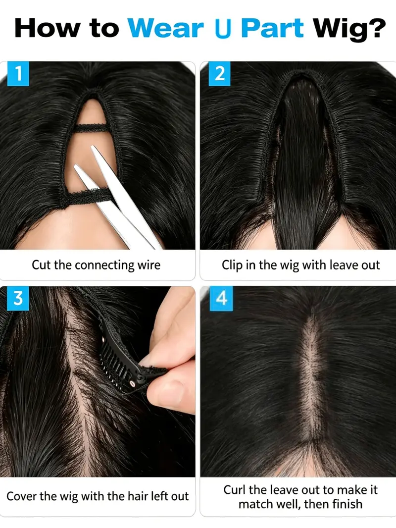 New Afro U Part Wig Curly Synthetic Wigs for Black Women, 20 Inch ...