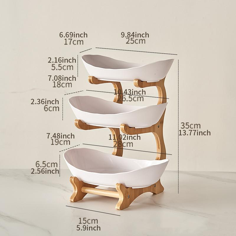 Colorful Fruit Basket Set, 2 & 3 Tier Dessert Stand with Wooden Frame, Plastic Fruit Bowl, Small Cake Holder, Cookie Plate, Candy Buffet, Dessert Display Stands