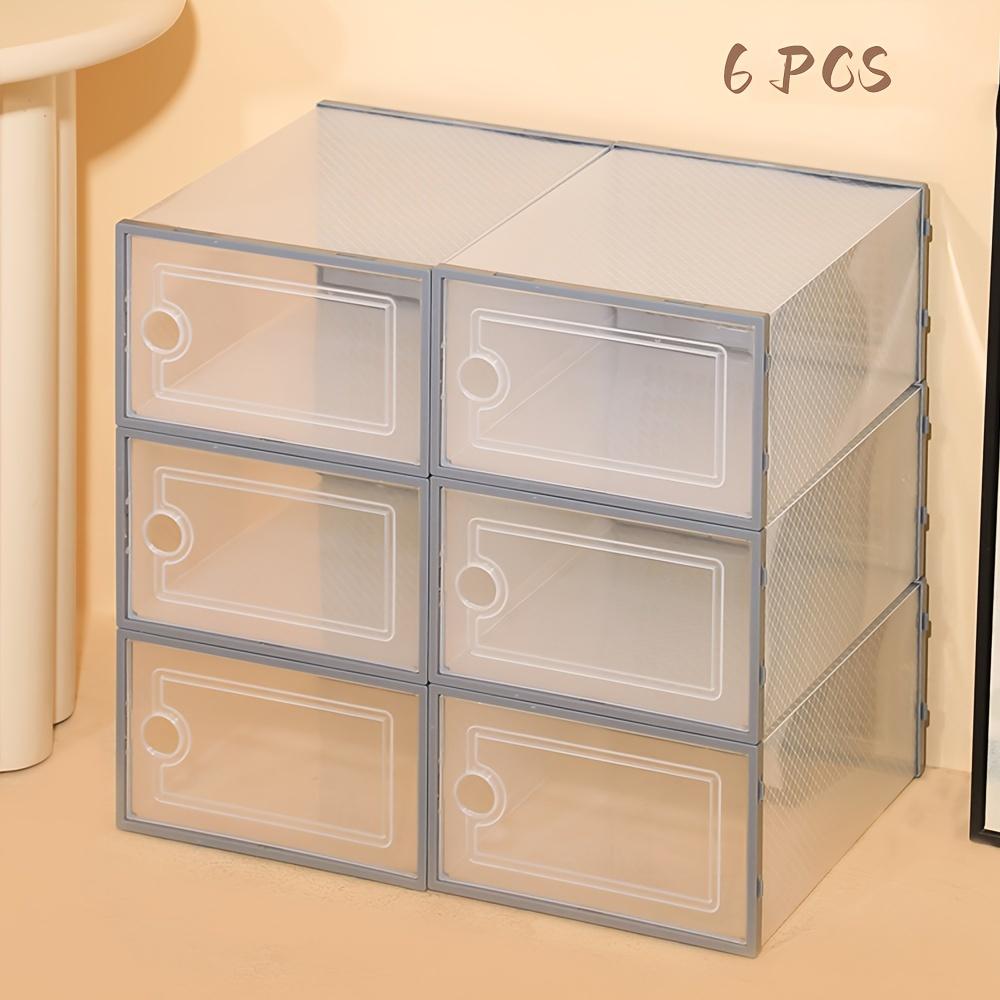 Shoe storage boxes, Shoe organizer, 6-piece sets, made of thick transparent material with lids, foldable and stackable containers allow for flexible arrangement, ideal for organizing sneakers and saving space in entryway