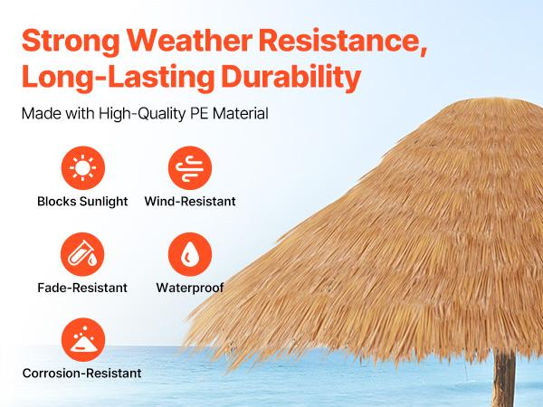 VEVOR Artificial Thatch Grass Roof, 1.3x3.2 ft Mexican Style Tiki Bar Hut Skirt Thatch Roofing Roll, Waterproof Fire-Resistant, Palapa Duck Blind Grass for Patio Pool Beach Hawaiian Party Dcor