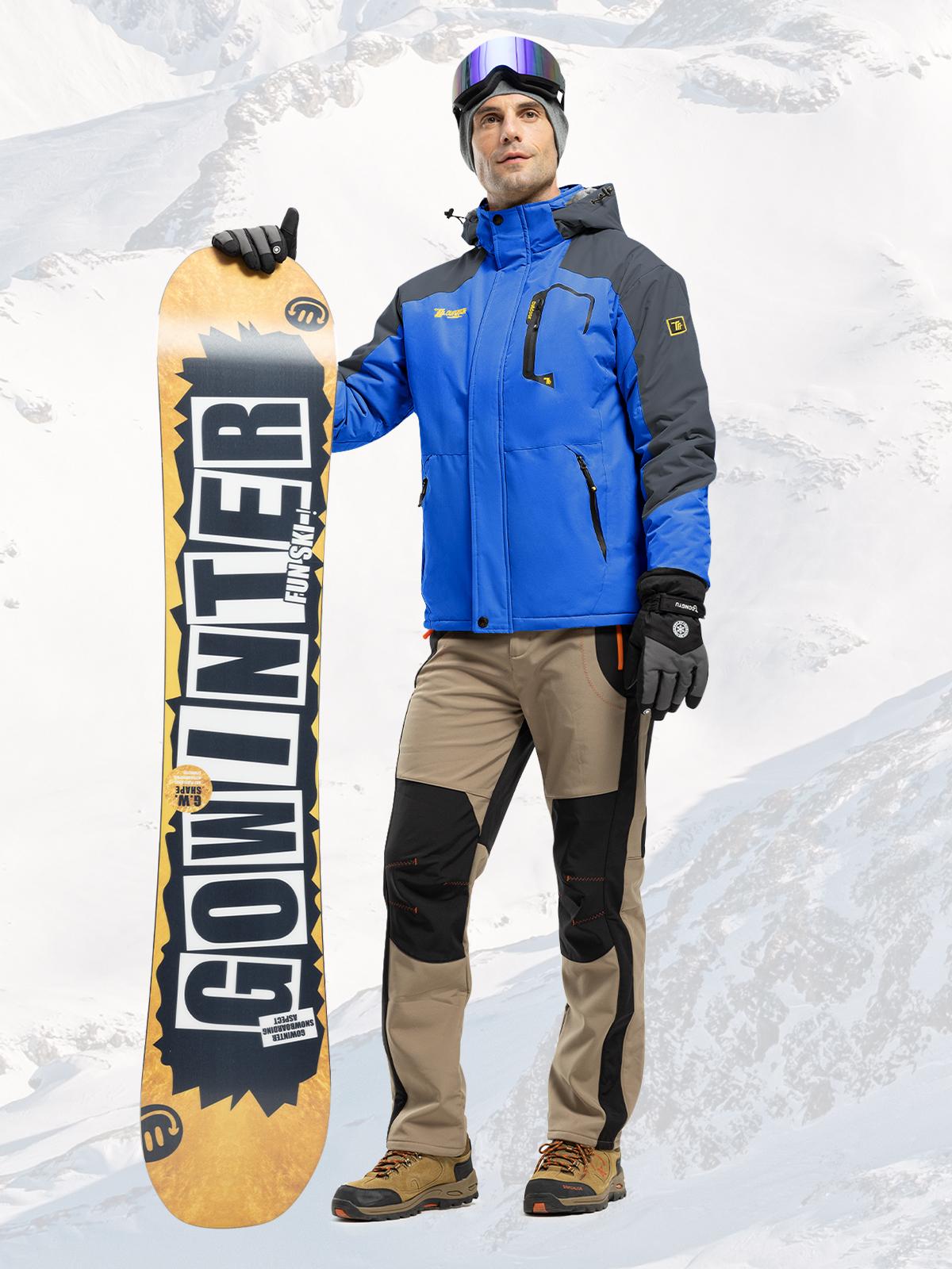 GOPUNE Men's Ski Snow Jacket Waterproof Insulated Fleece Outdoor Mountain Hooded Winter Coat Sporty Breathable Outerwear  big tall men clothing Size up to XXXXL #Christmas gift #RED GREEN