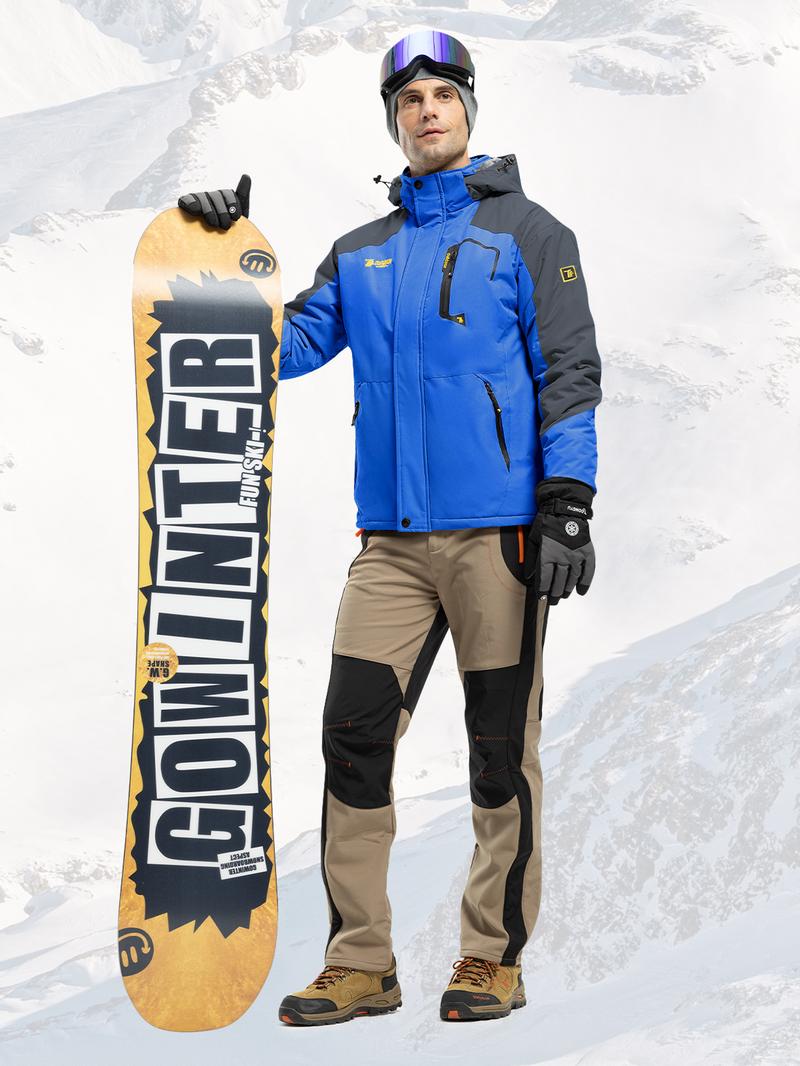 GOPUNE Men's Ski Snow Jacket Waterproof Insulated Fleece Outdoor Mountain Hooded Winter Coat Sporty Breathable Outerwear  big tall men clothing Size up to XXXXL #Christmas gift #RED GREEN