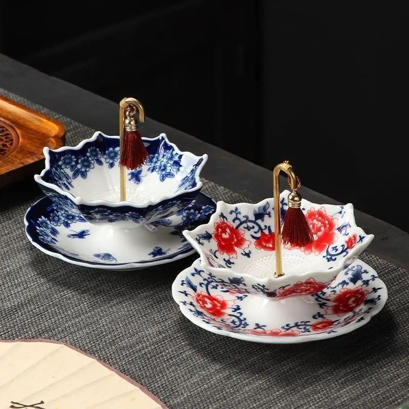 Trendy Hometok Mini Bag Charm for Luggage & Bags, Umbrella-Shaped Ceramic Teafilter Strainer Set with Fine Filter Holes, Ornamental Tea Accessories, Coffee Filter, Tea Making Tools