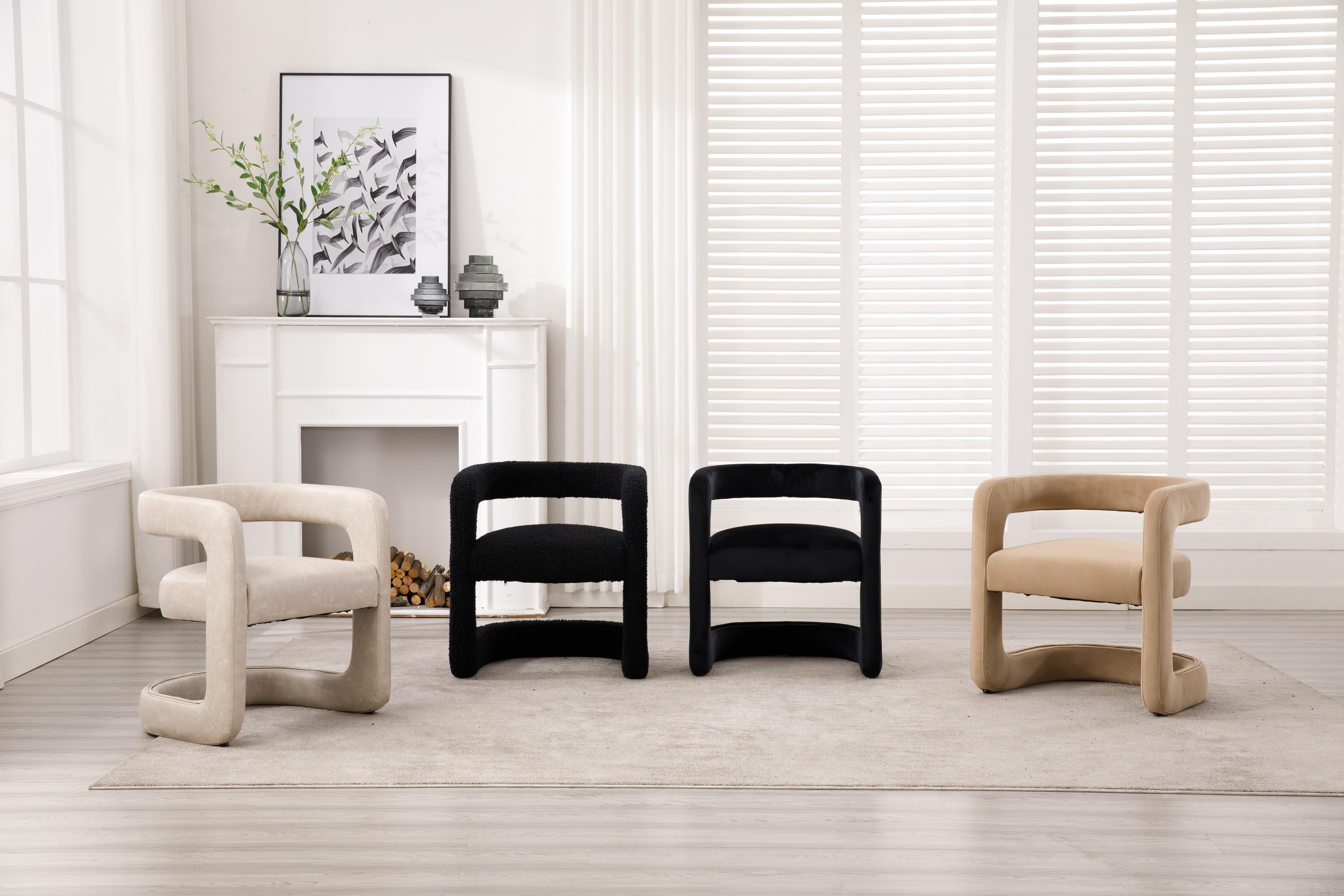 CHAIRUS Modern Upholstered Barrel Dining Chair - Faux Leather Accent Vanity Chair with Open Back, Comfy Armchair for Dining Room, Living Room, Office, Reception - Grey Furniture Interior Design Home Decor Minimalist CHAIRUS Modern Upholstered Barrel Dining Chair - Faux Leather Accent Vanity Chair with Open Back, Comfy Armchair for Dining Room, Living Room, Office, Reception - Grey Furniture Interior Design Home Decor Minimalist