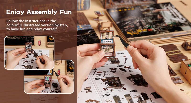 CUTEBEE Twilight of the Warriors Walled In  Black Friday Deal & Holiday Gift DIY Book Nook Kit with LED Lights 3D Wooden Puzzle Miniature House for Adults Teens Vintage Handcrafted Woodworking Tools Unique Christmas Gift