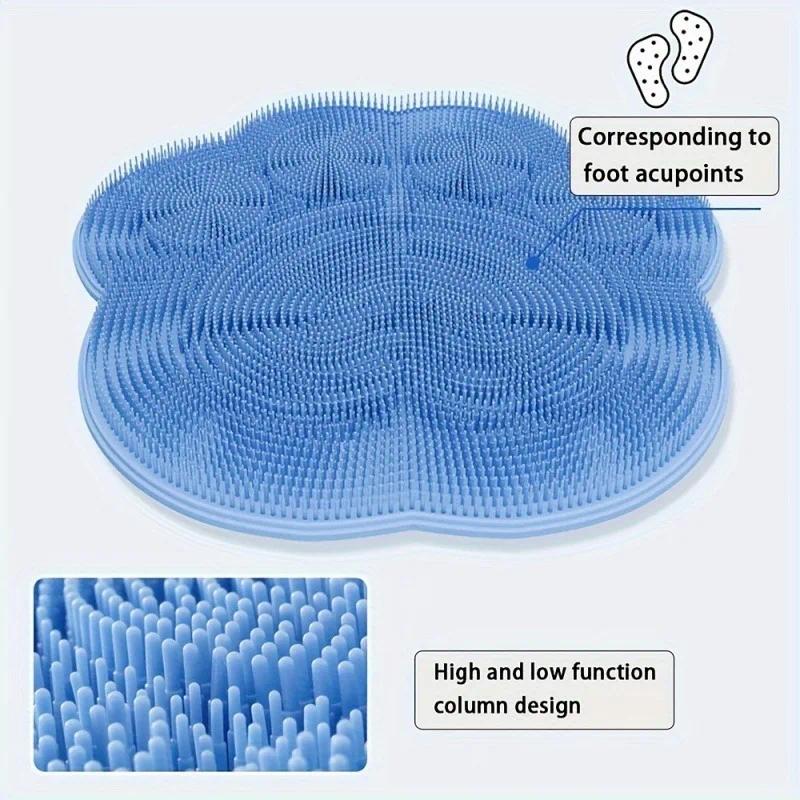 1 Pack Silicone Shower Foot Scrubber Mat, Multi-function Back & Foot Massager Pad Non-slip Bathroom Shower Accessory