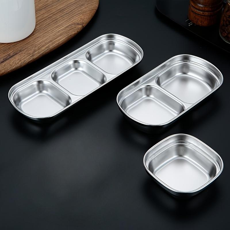 3pcs Barbecue Dipping Sauce Saucer, Square Multi-grid Korean Restaurant Barbecue Kimchi Plate