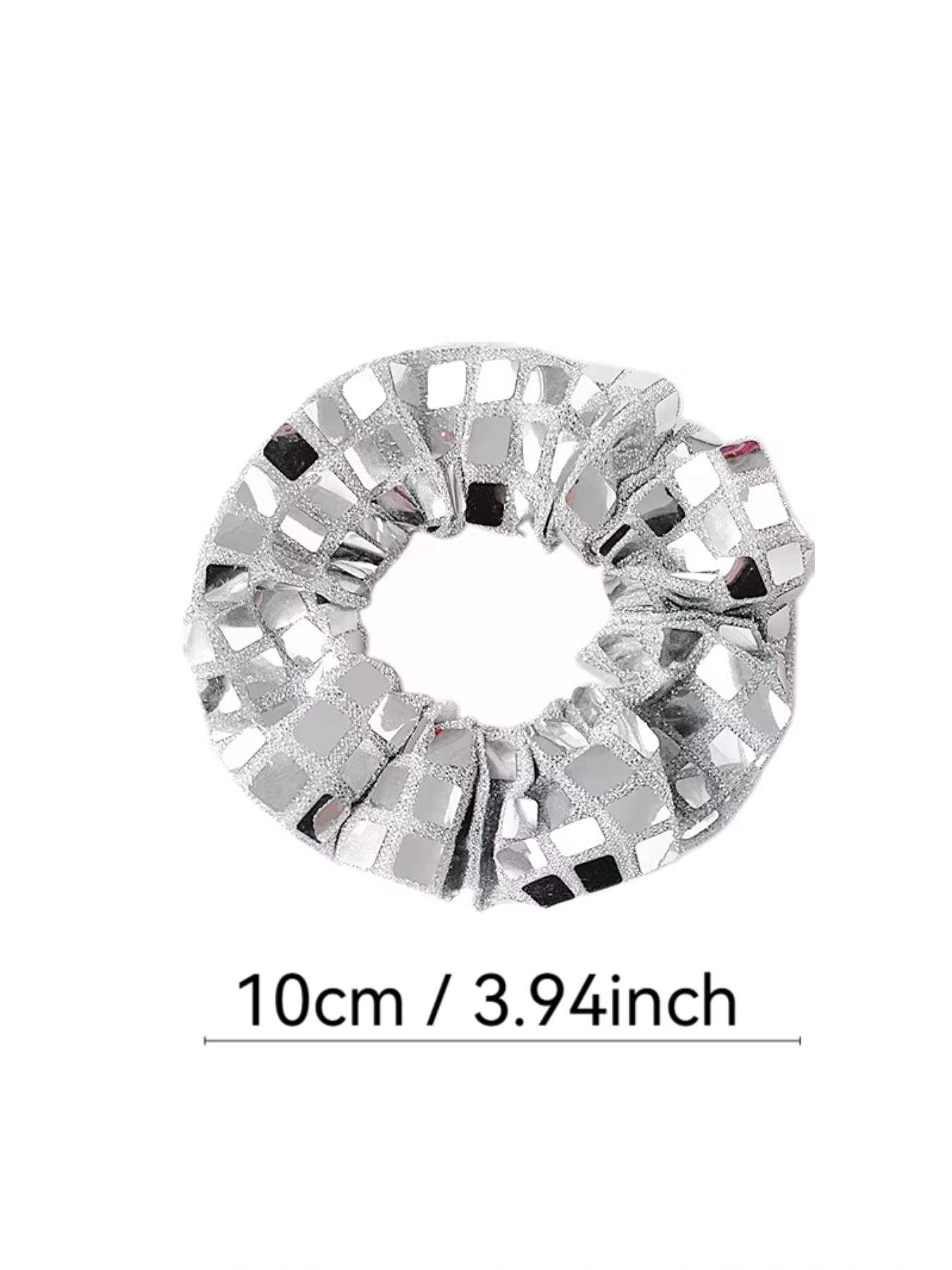 New Mirror Square Rhinestone Hair Ties for Women, High Elasticity Ponytail Holders, Casual All Seasons Hair Accessories, Pack of 5