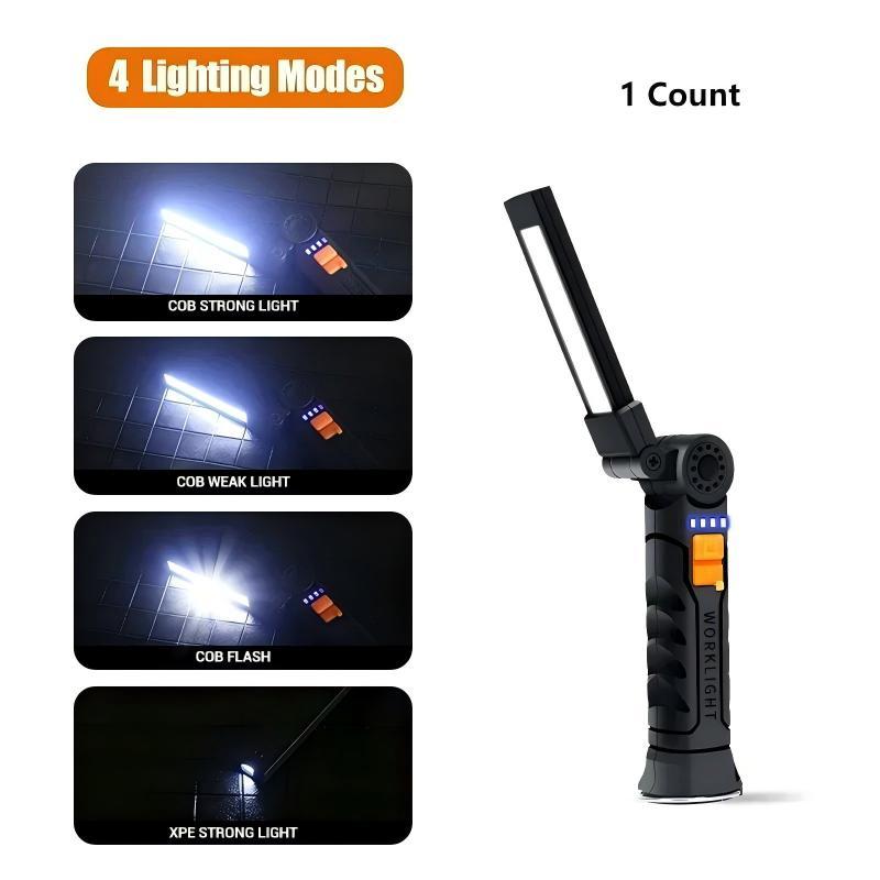 Portable COB Work Light LED Flashlight USB Rechargeable Magnetic Hook Foldable Camping Torch, Emergency Lighting, Model Xinghao W-521