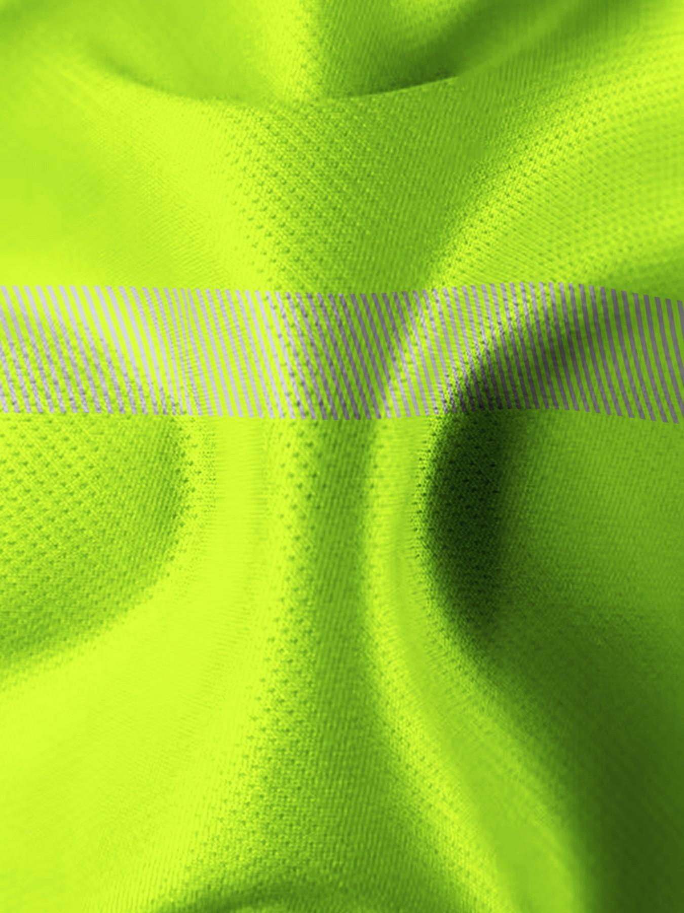 Fluorescent Reflective Stripes Men's T-Shirt, Construction Workwear Style, Safety Half Sleeve, Casual Loose Fit Top