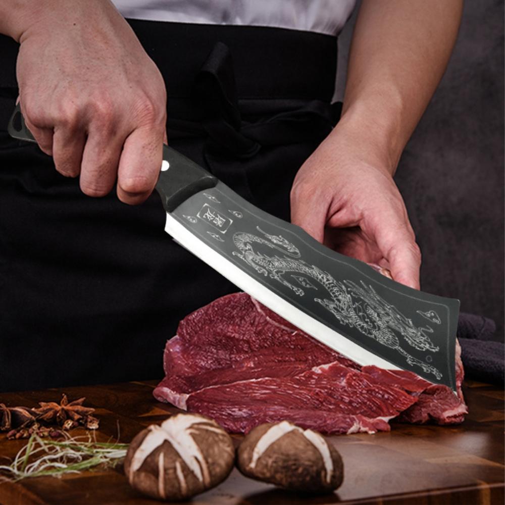 8-inch stainless steel meat cleaver, vegetable knife, butcher knife, forged kitchen chopping knife, professional handmade home kitchen chef boning knife