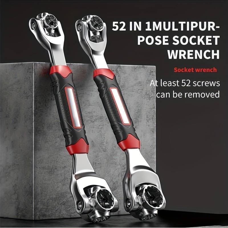 12-In-1 Universal Socket Wrench, Adjustable Dual-Head Tool, Flexible 360° Rotating Head, Rubber Handle, Car Repair Wrench 8-19mm