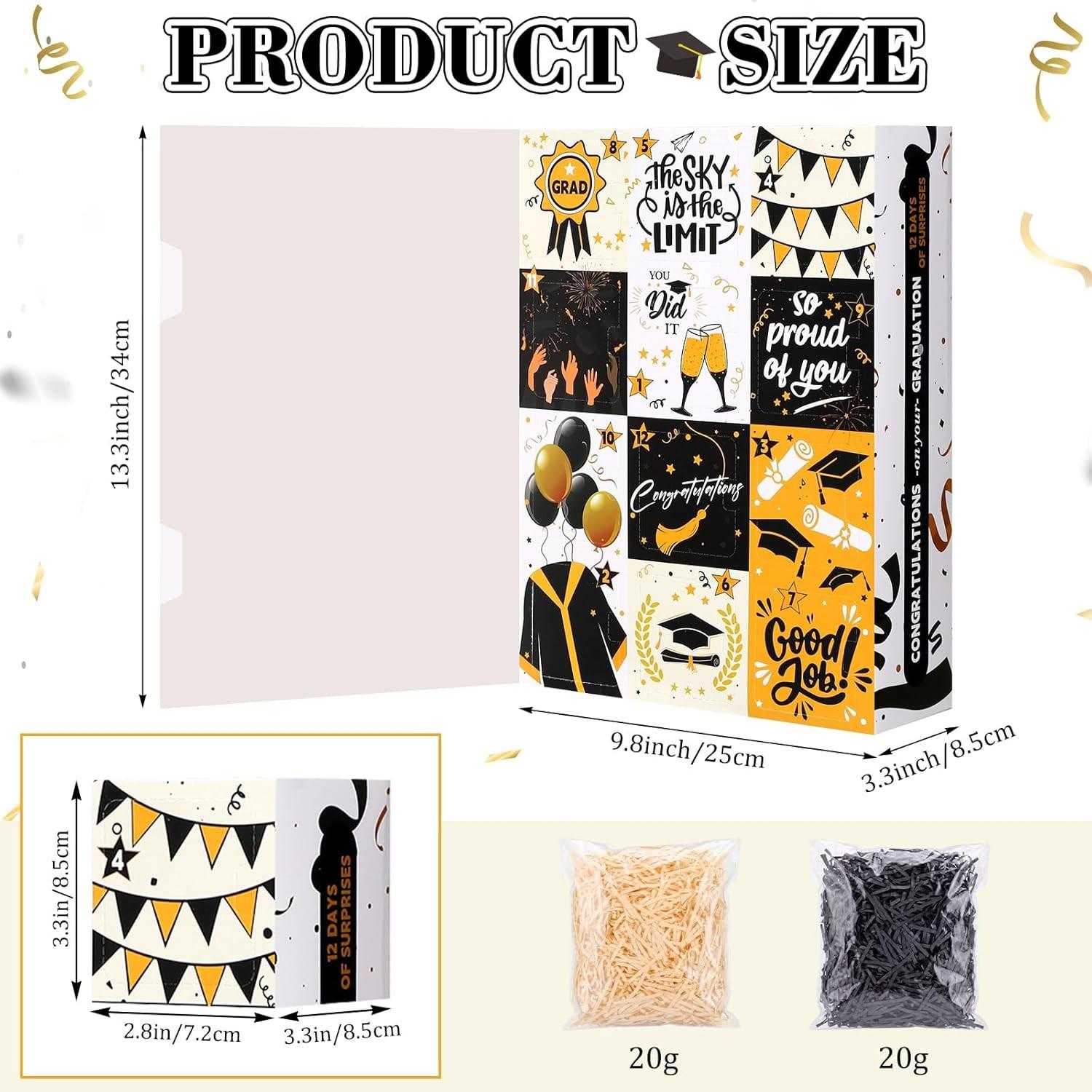 Set of 10 Empty Graduation Gift Boxes with Trays, DIY Gift Box for Creative Gifting, 12-Day Countdown Design